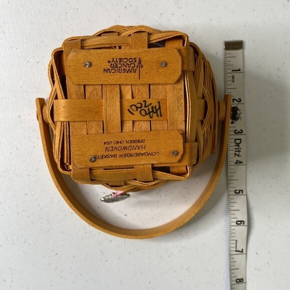 Longaberger 2001 Measuring Basket 5" Swing Handle Plastic Liner Hope Charm - Picture 13 of 15